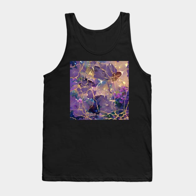 Japanese Garden: Butterflies and Flowers. Kintsugi Pattern Tank Top by CatCoconut-Art